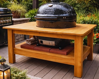 Mesa para parrilla Big Green Egg, planos para carrito Kamado para exteriores, PDF de carpintería para proyectos de bricolaje.