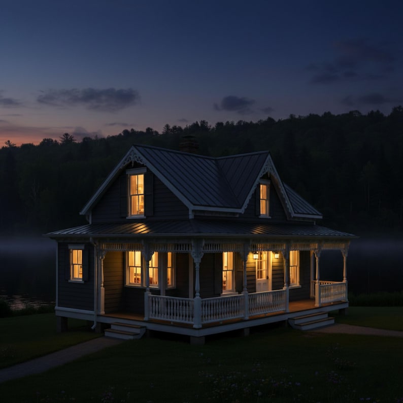 Rustic Farmhouse Blueprint, 4 Bedroom Gable Ranch, Barndominium Floor ...