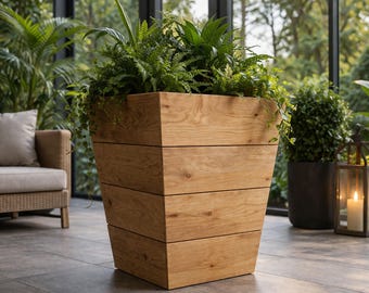 Planos para jardineras cónicas de cedro, construcción de jardineras DIY, PDF de jardín de madera