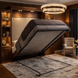 DIY Horizontal Murphy Bed Plan, Desk and Shelves, Full-King Sizes (PDF Plan)