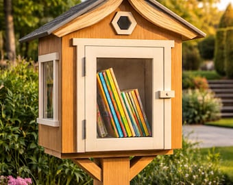 Plano para construir una pequeña biblioteca gratuita en madera, caja para compartir libros al aire libre (hágalo usted mismo).