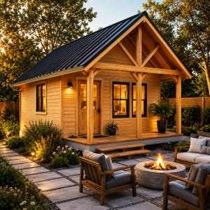 16x24 Cabin Plan | 1 Bedroom Tiny Home with Loft Blueprint PDF | DIY Cabin Build