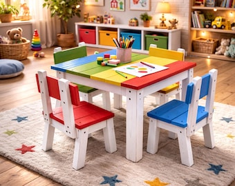 Planos de carpintería para un juego de mesa y sillas para niños (descarga digital)