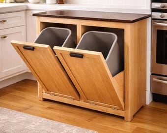 Planos de gabinetes de basura abatibles para bricolaje, almacenamiento oculto para reciclaje de basura (PDF)