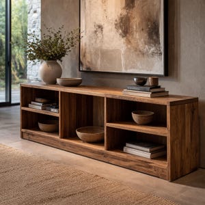Bench With Shelf Storage Plans, Modern TV Cabinet, Wood Furniture PDF
