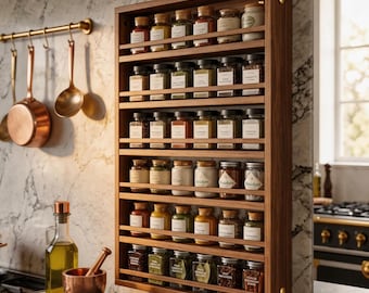 Wooden Spice Village Shelf Woodworking Plans, Scallop Kitchen Storage Rack