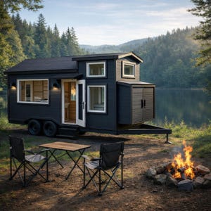 Modernes Tiny House Pläne, Wohnwagen Bauplan PDF, DIY Cabin Design (Digitaler Download)