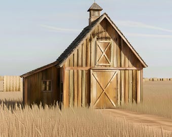 Planos en PDF de minigranero con postes, granero pequeño con altillo y garaje (descarga digital)