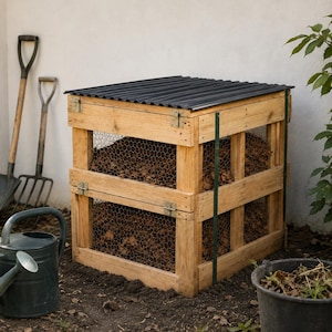Wooden Compost Bin Plans | DIY Outdoor Garden Compost Box PDF