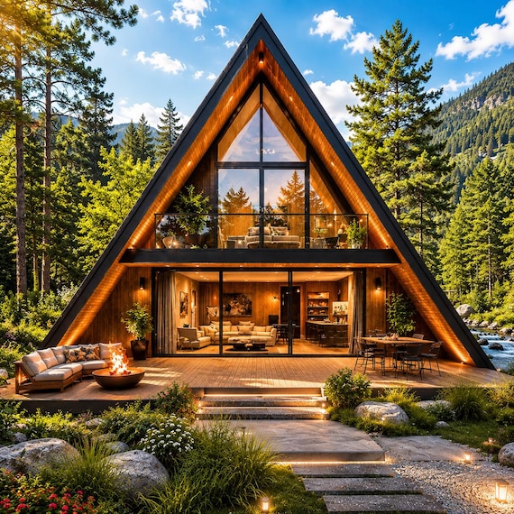 A-Frame Cabin Plans | Small Tiny House Blueprint PDF | Modern DIY Cabin Build | Instant Download