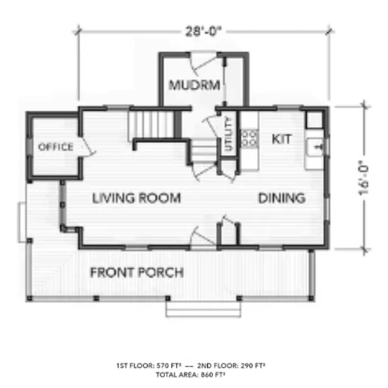 Rustic Farmhouse Blueprint, 4 Bedroom Gable Ranch, Barndominium Floor ...
