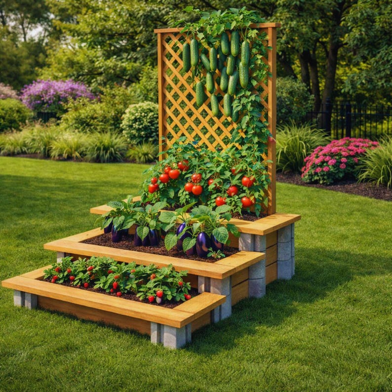 3 Tier Raised Garden Bed, DIY Planter Box Build, Woodworking Garden PDF ...
