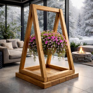 Maceta colgante triangular, estante geométrico de madera, soporte para plantas de aire