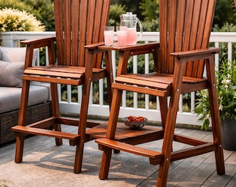 Planos para construir un juego de sillas Adirondack plegables con mesa de patio (PDF)