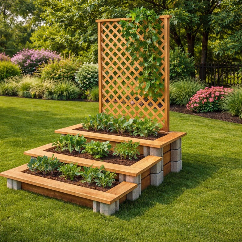 3 Tier Raised Garden Bed, DIY Planter Box Build, Woodworking Garden PDF ...