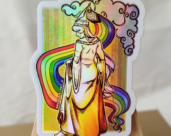 Pride Princess Holographic Sticker | Medieval Rainbow Flag