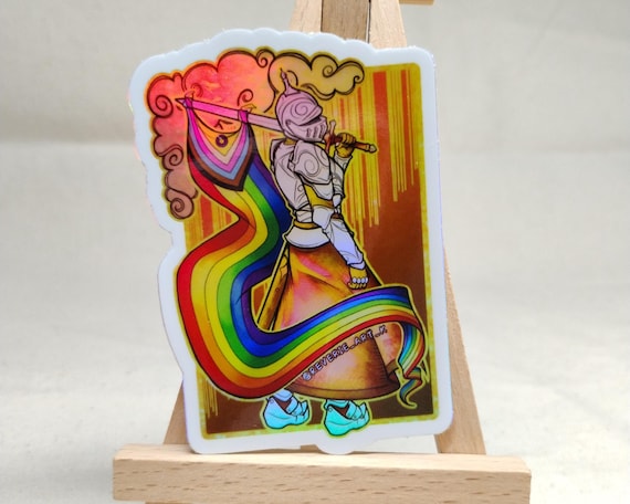 Pride Knight Holographic Sticker | Medieval Rainbow Flag