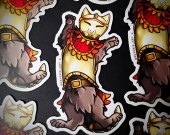 Medieval Cat Knight Vinyl Sticker | Original Artwork