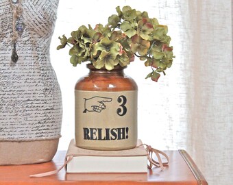 Vintage Pottery - Pickle or Relish Jar - Made in England