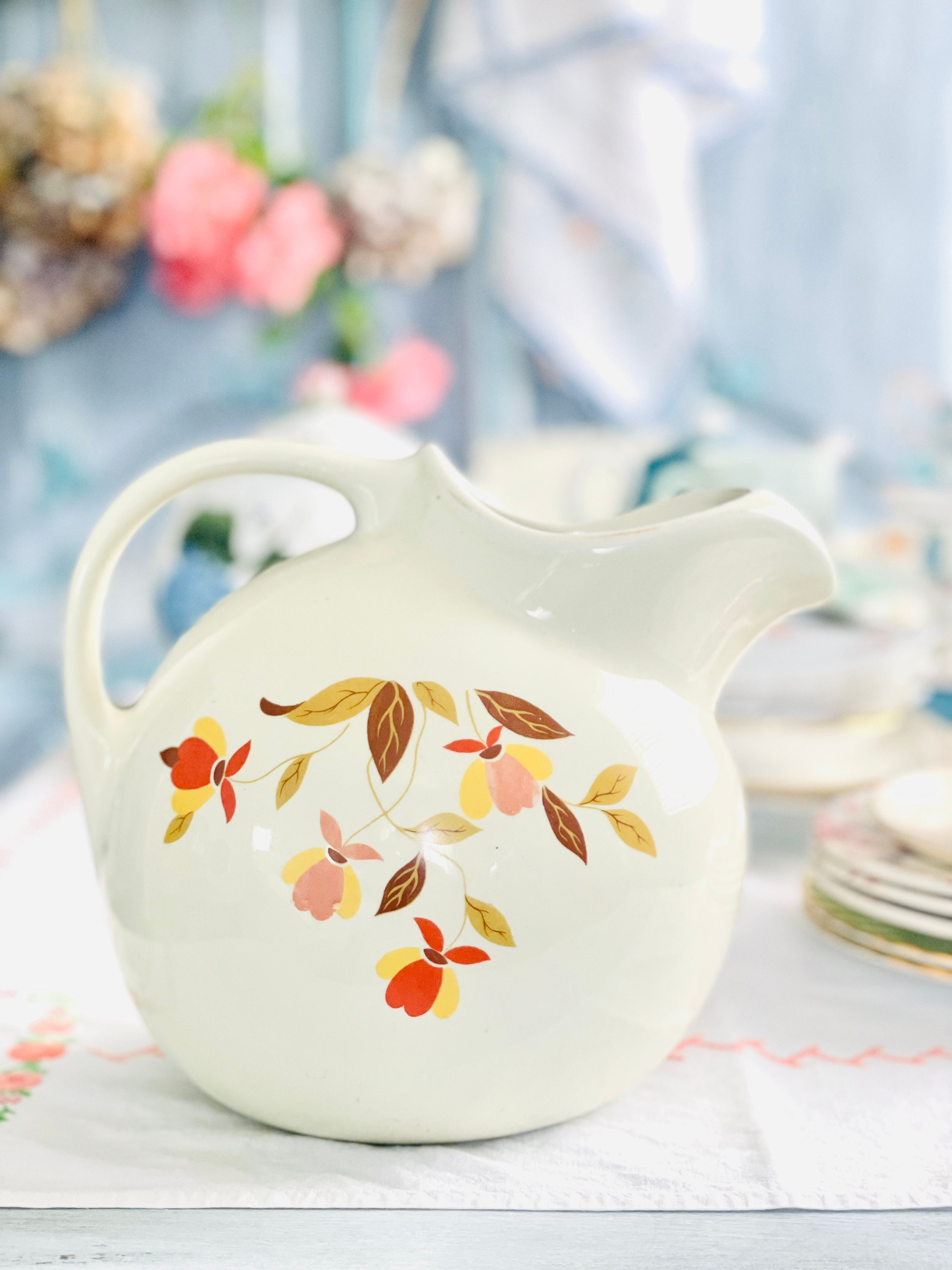 Vintage Pitcher Ceramic Hall's BallShaped Jewel Tea Etsy