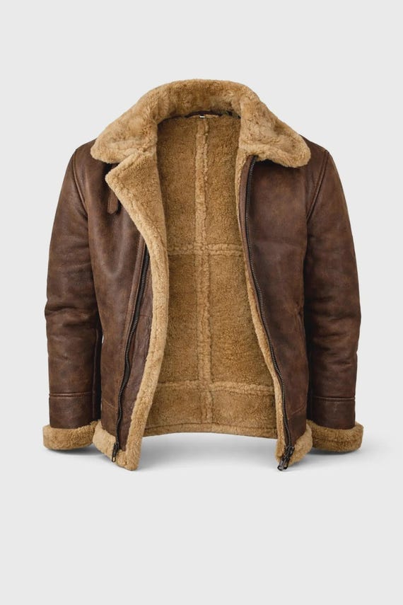 Men's Sheepskin RAF Pilot Jacket: Shearling Fur Lined Leather