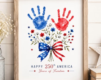 250° anniversario dell'America - Attività stampabile per bambini - Ero così piccolo - Ricordo del 4 luglio - Impronta della mano - Arte 1776-2026
