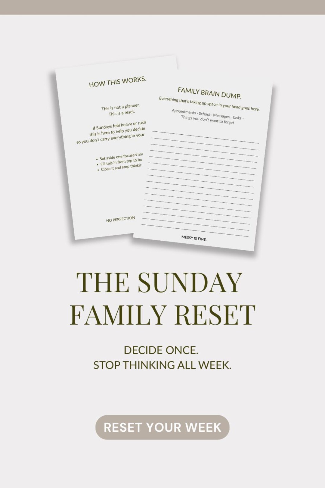 The Sunday Family Reset | Weekly Planner for Busy Families | Mental ...