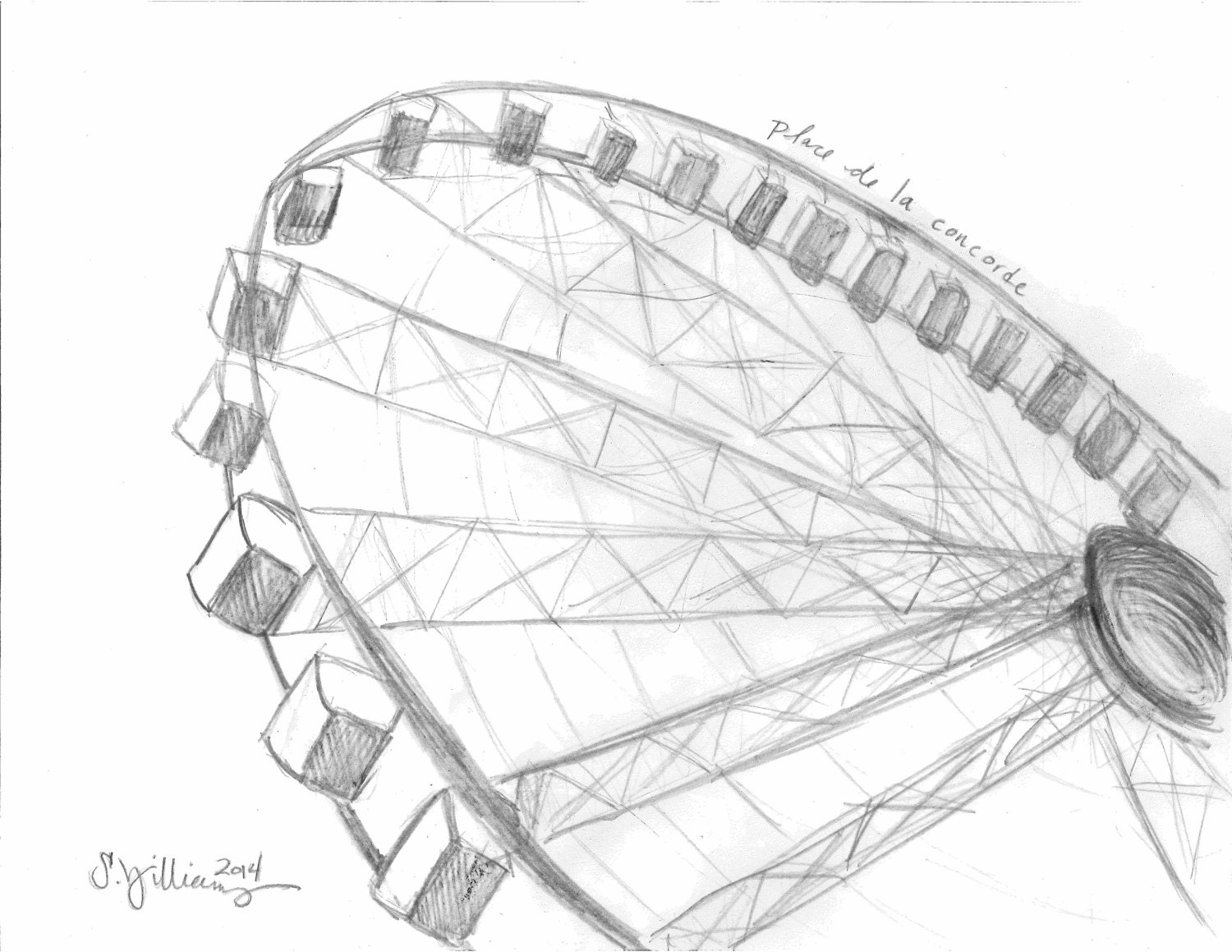 Ferris Wheel White Transparent, City Line Drawing Ferris Wheel, City Drawing,  Wing Drawing, Ferris Wheel Drawing PNG Image For Free Download