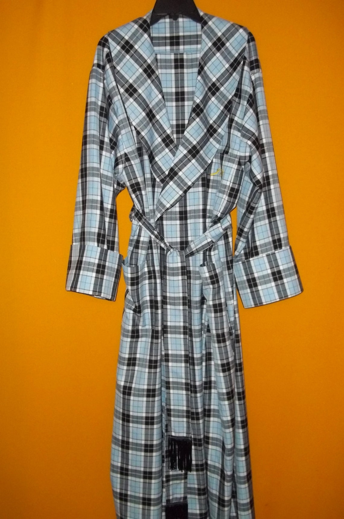 Custom Made Blue Black Mans Maxi Robe Lounger Handmade From Etsy