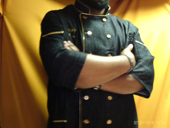 black denim chef coat