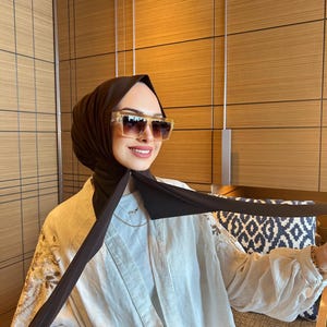 Ready to Wear Snap Hijab – Pearl Button Pinless Instant Scarf, Loose Draped Modest Headscarf , Premium Sandy Fabric Ready Shawl