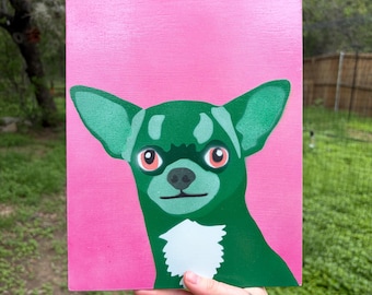 Aangepaste handgemaakte kleurrijke huisdier portret spuitverf kunst op houten paneel, kat hond portret