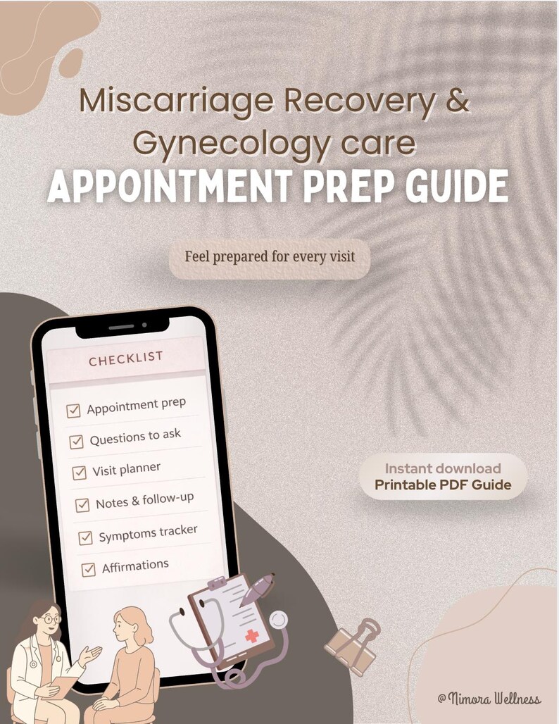 Miscarriage Recovery Checklist Printable | OB-GYN Appointment Prep ...