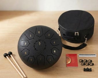 Steel Tongue Drum for Sound Bath & Meditation – Handpan Style Rain Drum with 11 Notes for Yoga, Relaxation and Musical Education – 8 Inch