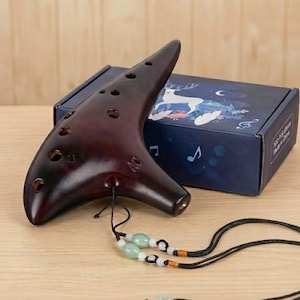Ocarina of Time 12-håls lerokarina Alto C med vadderad påse, notbok och bärsnöre, blåsinstrument, fågelvisselpipa