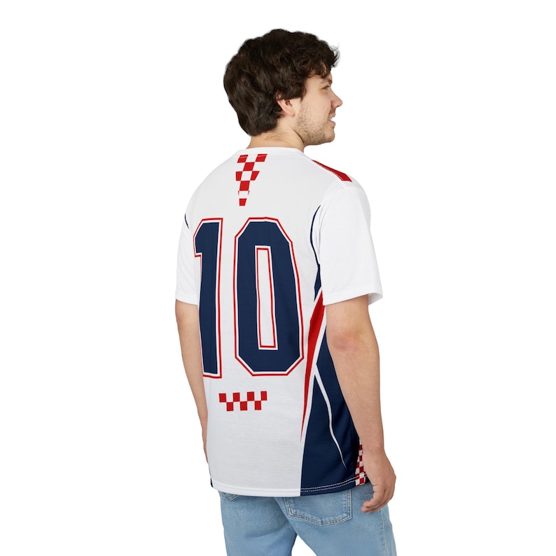 Croatia Football Shirt, Hrvatska Checkerboard Soccer Tee, Croatian Fan Jersey Style T-Shirt image 9
