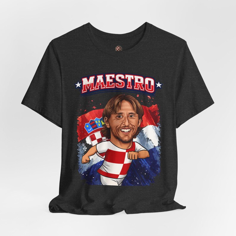 Maestro Croatia T-Shirt, Checkered Football Fan Shirt, Croatian Soccer Graphic Tee image 8