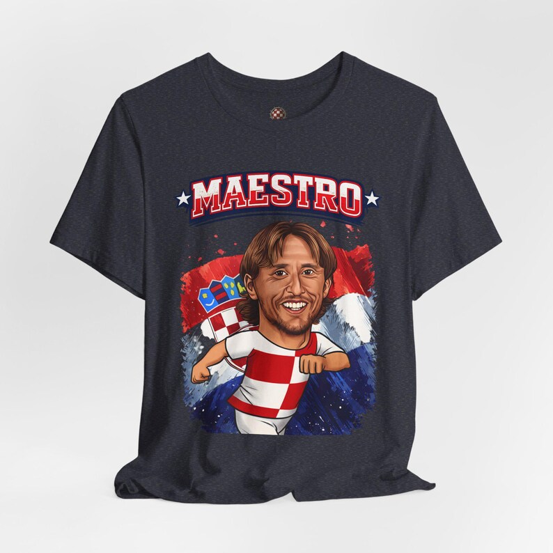 Maestro Croatia T-Shirt, Checkered Football Fan Shirt, Croatian Soccer Graphic Tee image 9
