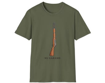 Koszulka z karabinem M1 Garand, koszulka z grafiką w stylu vintage z bronią palną