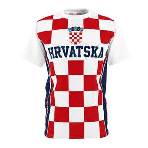 Croatia Football Shirt, Hrvatska Checkerboard Soccer Tee, Croatian Fan Jersey Style T-Shirt image 2