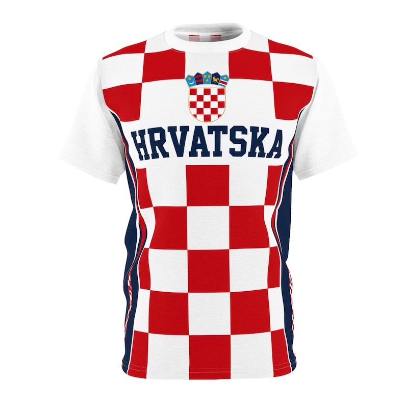 Croatia Football Shirt, Hrvatska Checkerboard Soccer Tee, Croatian Fan Jersey Style T-Shirt image 2