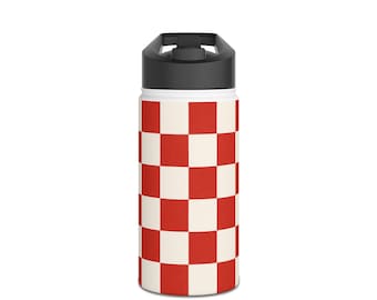 Croatian Checkerboard Stainless Steel Water Bottle, Hrvatska Pride