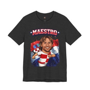 Maestro Croatia T-Shirt, Checkered Football Fan Shirt, Croatian Soccer Graphic Tee image 2