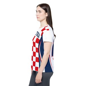 Croatia Football Shirt, Hrvatska Checkerboard Soccer Tee, Croatian Fan Jersey Style T-Shirt image 5