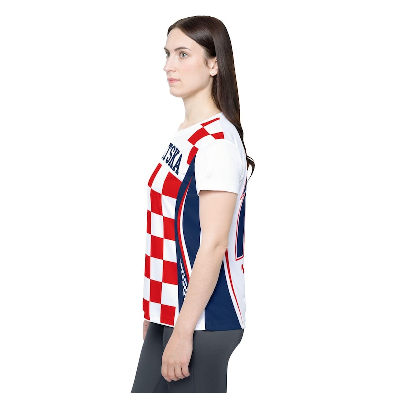 Croatia Football Shirt, Hrvatska Checkerboard Soccer Tee, Croatian Fan Jersey Style T-Shirt image 5