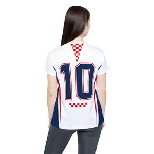 Croatia Football Shirt, Hrvatska Checkerboard Soccer Tee, Croatian Fan Jersey Style T-Shirt image 4