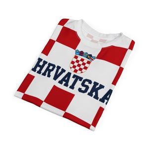 Croatia Football Shirt, Hrvatska Checkerboard Soccer Tee, Croatian Fan Jersey Style T-Shirt image 16