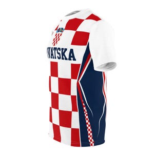 Croatia Football Shirt, Hrvatska Checkerboard Soccer Tee, Croatian Fan Jersey Style T-Shirt image 13