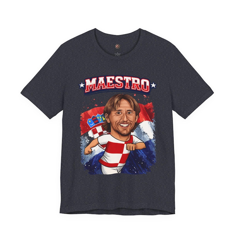 Maestro Croatia T-Shirt, Checkered Football Fan Shirt, Croatian Soccer Graphic Tee image 3