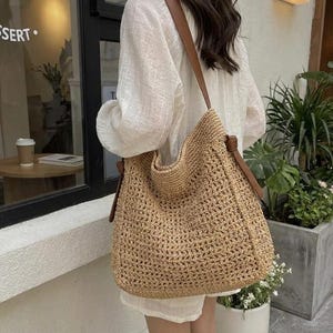 Bolso de crochet: bolso de hombro tejido estilo bohemio, ligero y veraniego, ideal para el día a día, un regalo ideal.